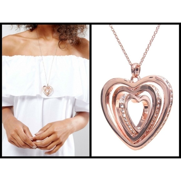💕TED BAKER LONDON💕 Rose Gold Spinning Heart Necklace NWT - Picture 2 of 8